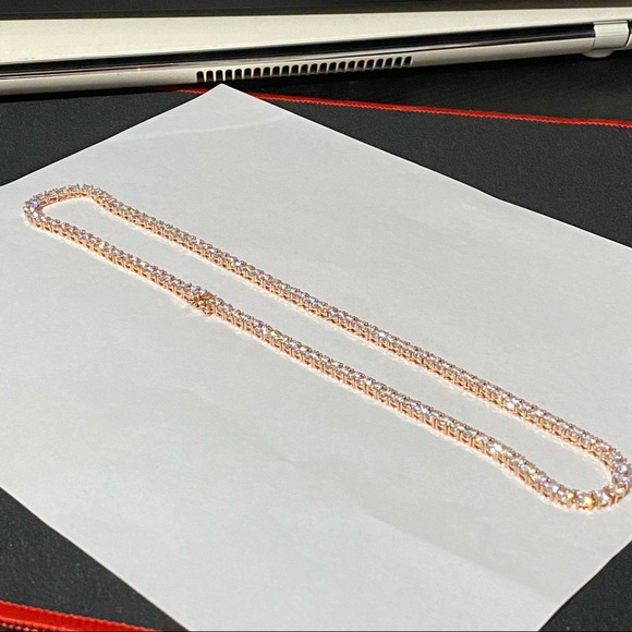 Fashion Jewelry Accessories Mens Rose Gold Tennis Necklace Vvs